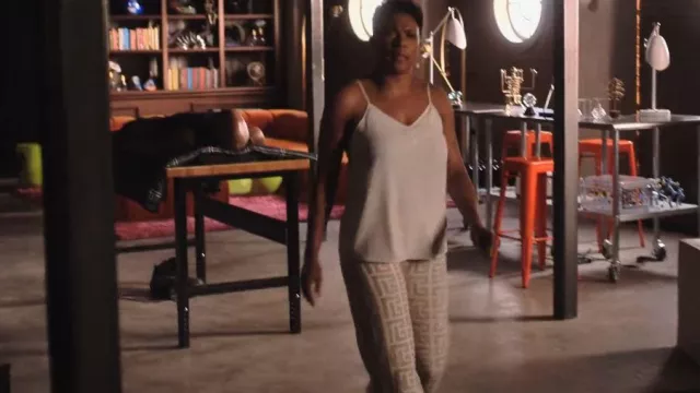 Balmain Monogram-Pattern Knitted Trousers worn by Lorraine Swift (April Parker Jones) as seen in Tom Swift (S01E07)