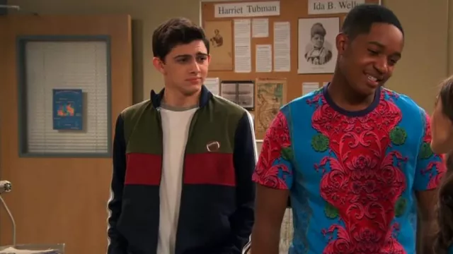 Original Penguin Col­or Block Track Jack­et worn by Neil (Felix Avitia) as seen in Raven's Home (S05E11)