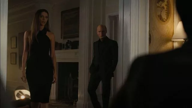 Black Halo Samara Halter Sheath Dress worn by Clementine Pennyfeather (Angela Sarafyan) as seen in Westworld (S04E05)