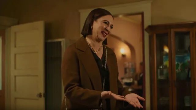 Theory Clariene Coat worn by Molly Novak (Maya Rudolph) as seen in Loot (S01E08)