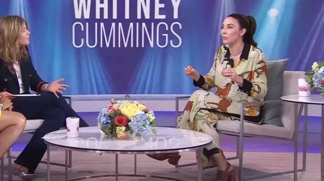 Karen Millen Stal­lion Print Wide Pants worn by Whitney Cummings as seen in TODAY with Hoda & Jenna on 26 July 2022