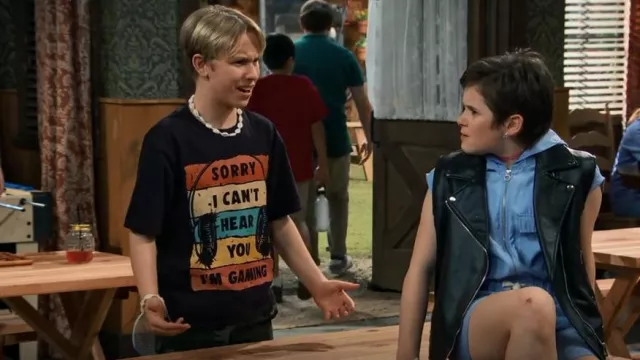 Artist Unknown Graphic Tee worn by Jake (Luke Busey) as seen in BUNK'D (S06E08)