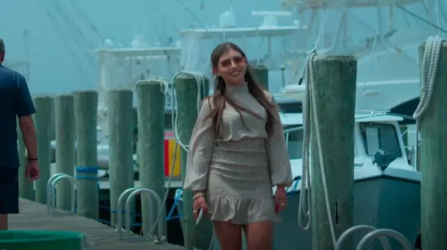 Danqi Smocked Ruffle Mock Neck Dress worn by Solomon Avery as seen in Forever Summer: Hamptons (S01E04)