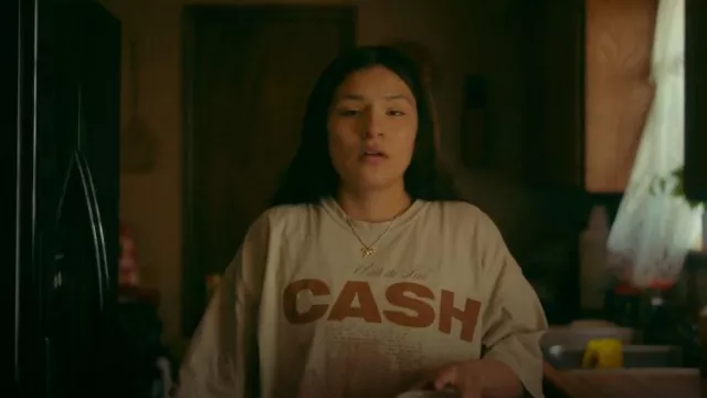 Johnny Cash T-Shirt Dress worn by Willie Jack (Paulina Alexis) as seen in Reservation Dogs (S02E01)