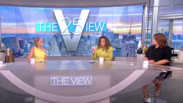 Jonathan Simkhai Lexy Satin One-Shoulder Top worn by Sara Haines as seen in The View on 05 August 2022