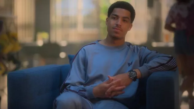 Needles Poly Smooth Track Crew Sweatshirt worn by Andre Johnson, Jr. (Marcus Scribner) as seen in grown-ish (S05E01)