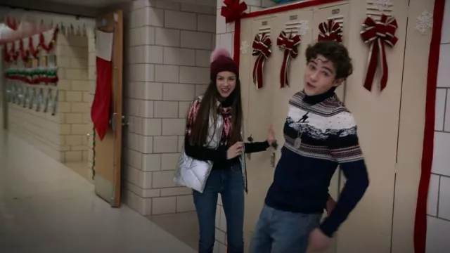 Hooked Up by IOT Fair Isle Crewneck Sweater worn by Nini (Olivia Rodrigo) as seen in High School Musical: The Musical: The Series (S02E01)