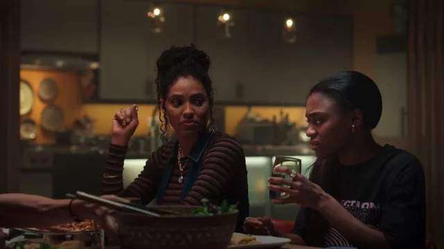 Rag and Bone Striped Metallic Long Sleeve Tee worn by Talia(Aubin Wise) as seen in First Kill (S01E01)
