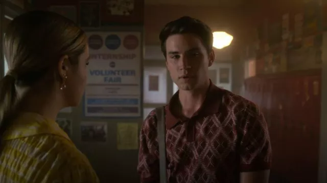 Standard Cloth Argyle Polo Sweater worn by Chip Langsberry (Carson Rowland) as seen in Pretty Little Liars: Original Sin (S01E07)