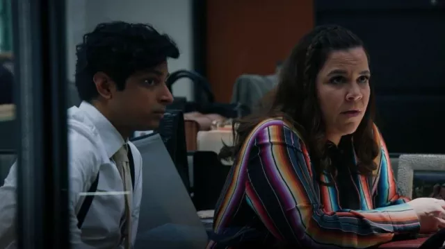 Kobi Halperin Steffi Stripe Shirtdress worn by Sara Castillo (Lindsay Mendez) as seen in All Rise (S03E10)