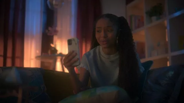 Maje Sweatshirt with Embroidered Ruffles worn by Zoey Johnson (Yara Shahidi) as seen in grown-ish (S05E04)