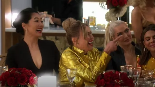Vestido de jersey de Mac Duggal usado por Crystal Kung Minkoff como se ve en The Real Housewives of Beverly Hills (S12E14)