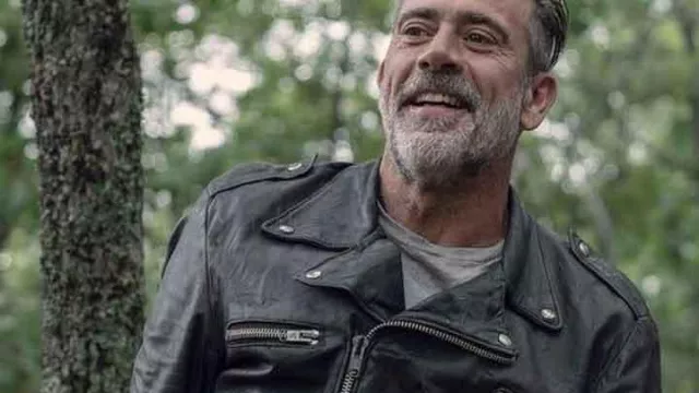 Men's Motorcycle Black Cafe Racer Leather Jacket Men of Negan (Jeffrey Dean Morgan) in The Walking Dead (S06E07)