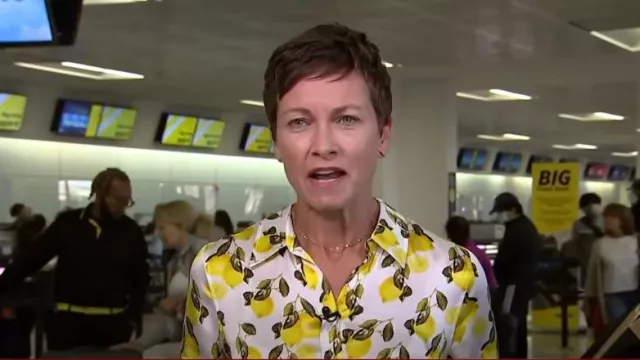 L'Agence Dani Lemon Print Silk Blouse worn by Stephanie Gosk as seen in Today on August 16,2022