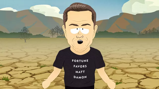 "Fortune Favors Matt Damon" Tee of (Matt Damon) in South Park the Streaming Wars