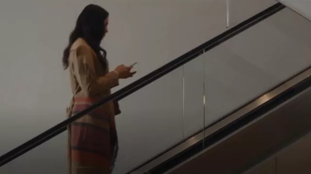 Altuzarra Fringed Striped Felt Coat worn by Luna La (Zión Moreno) as seen in Gossip Girl (S01E09)