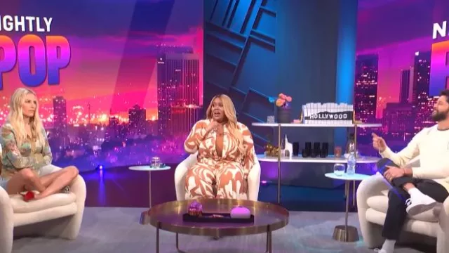 Gabrielle Union Mesh Wide Leg Pants usado por Nina Parker como se ve en E! Noticias Nightly Pop el 19 de agosto de 2022