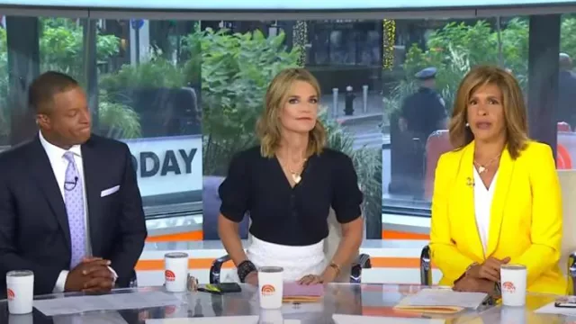Lela Rose Embroidered Eyelet Midi Skirt worn by Savannah Guthrie as seen in Today on August 17, 2022