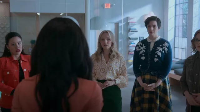 Topshop Floral Eyelet Embroidery Shirt worn by Claire Badgely (Seri DeYoung) as seen in Good Trouble (S04E16)