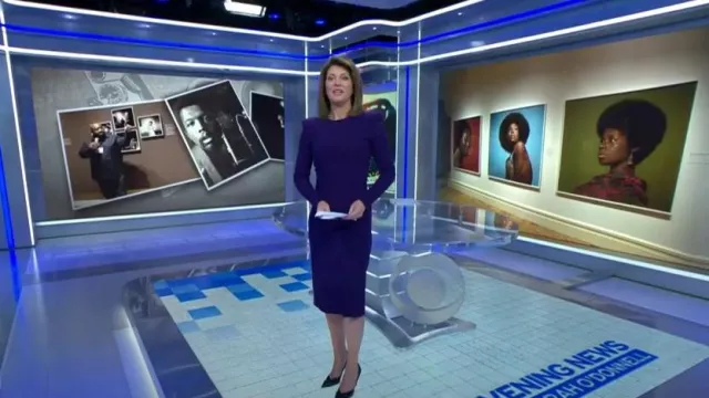 Sergio Hudson Signature Knee-Length Dress worn by Norah O'Donnell as seen in CBS Evening News on August 24,2022