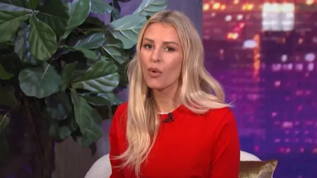 The Row Red Sweater worn by Morgan Stewart as seen in E! News Nightly Pop on August 24,2022