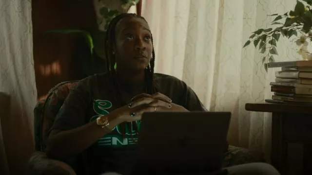 Saint Michael Saint Enemy T Shirt worn by Dre as seen in The Chi (S05E09)