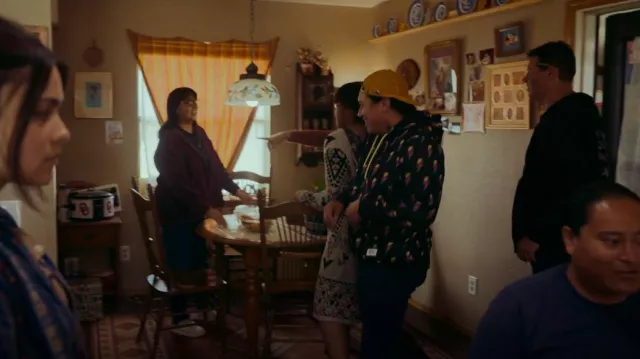 WeSC Generic Men's All Over Print Hoodie worn by Spirit (Dallas Goldtooth) as seen in Reservation Dogs (S02E04)