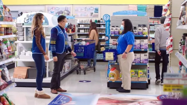 Ugg Mini Fluff Boots worn by Cheyenne (Nichole Bloom) as seen in Superstore (S06E05)