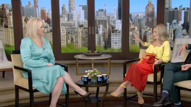 Ghost Meryl Satin Button Dress worn by Caroline Rhea as seen in LIVE with Kelly and Ryan on September 5,2022