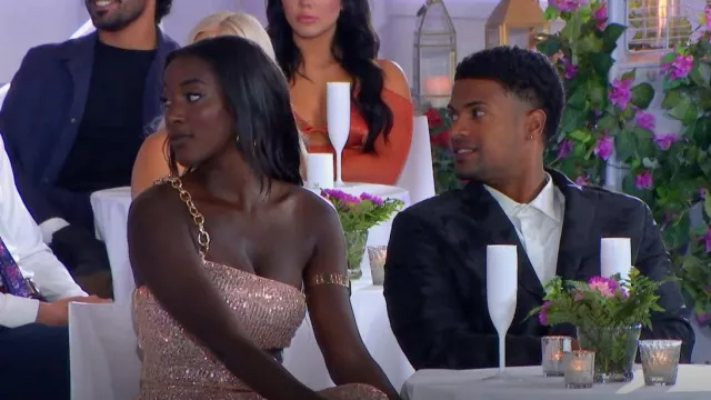 Forever 21 Sequin Cutout One-Shoulder Gown worn by Self - Contestant (Zeta Morrison) as seen in Love Island (S04E38)