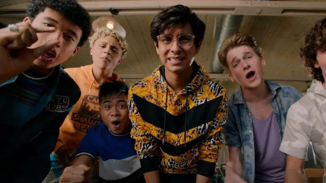 INC International Concepts Pieced Animal Print Hoodie worn by Carlos (Frankie A. Rodriguez) as seen in High School Musical: The Musical: The Series (S03E07)