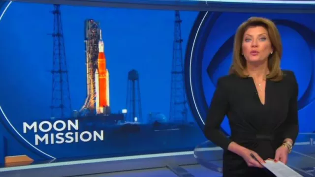 Giorgio Armani Draped Milano Stitch Midi Dress worn by Norah O'Donnell as seen in CBS Evening News on September 08,2022