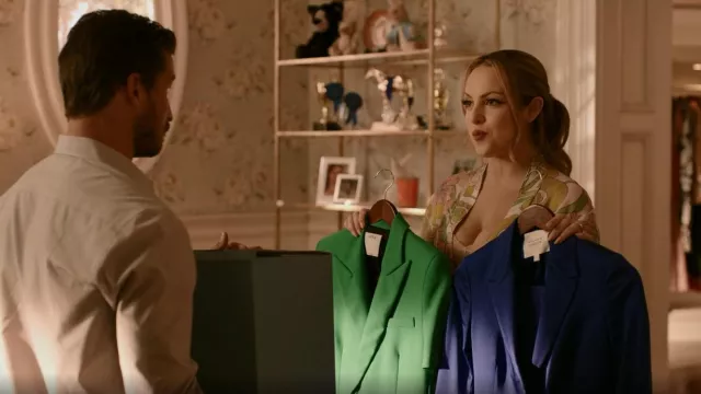 Robe blazer à manches courtes à manches courtes portée par Fallon Carrington (Elizabeth Gillies) comme on le voit dans Dynasty (S05E21)
