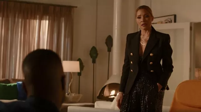 Balmain Sequined Spaghetti Strap Bodysuit usado por Dominique Deveraux (Michael Michele) como se ve en Dinastía (S04E22)