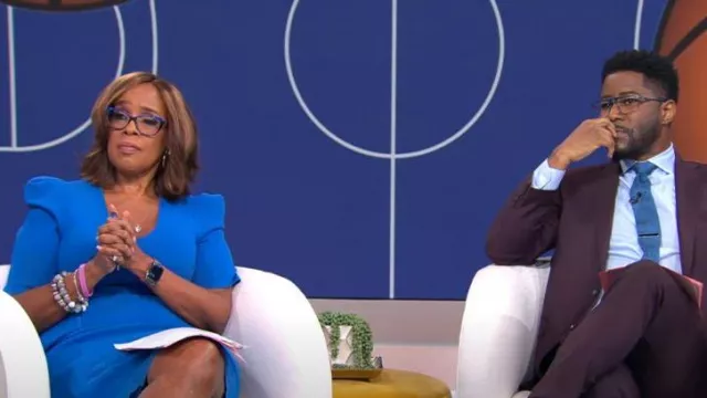 Robe Azur Stella McCartney portée par Gayle King vue dans CBS Mornings le 15 septembre 2022
