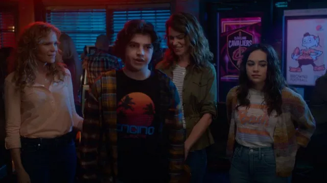 Lucky Brand V Neck Ombre Cardigan worn by Samantha LaRusso (Mary Mouser) as seen in Cobra Kai (S05E05)