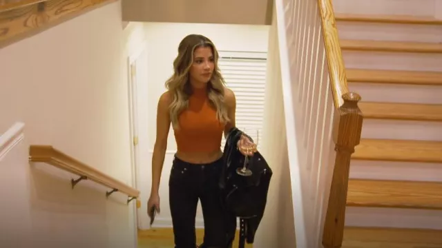 L'Abeye Tangerine Ribbed Mockneck Crop Tank worn by Naomie Olindo as seen in Southern Charm (S08E13)