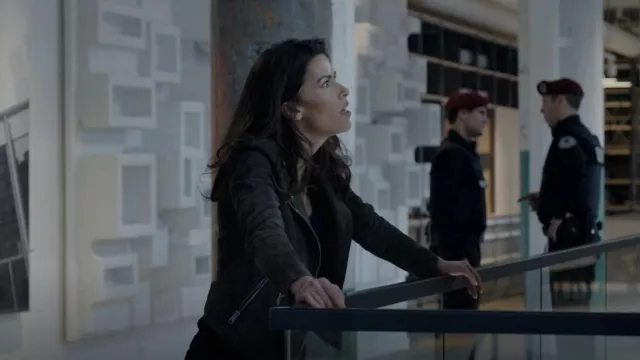 Allsaints Dalby Leather Jacket worn by Sofia Pernas as seen in Blood & Treasure(S02E11)