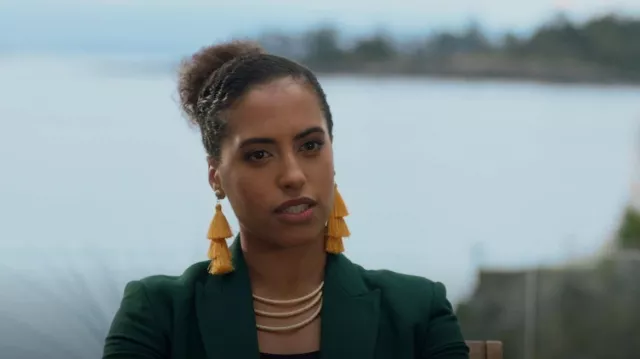 Virgil Farming Poems 1 Pair Colorful Layered Tassel Earrings worn by Margaret Keller (Raylene Harewood) as seen in Chesapeake Shores (S06E02)