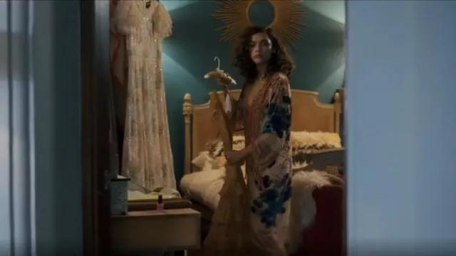 Jayley Mocha Full-length Silk Devore Jacket worn by Flora (Paulina Chávez) as seen in Fate: The Winx Saga (S02E03)