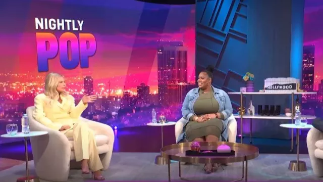 Le pantalon en crêpe Attico High-rise porté par Morgan Stewart comme on le voit dans E! News Nightly Pop le 14 septembre 2022