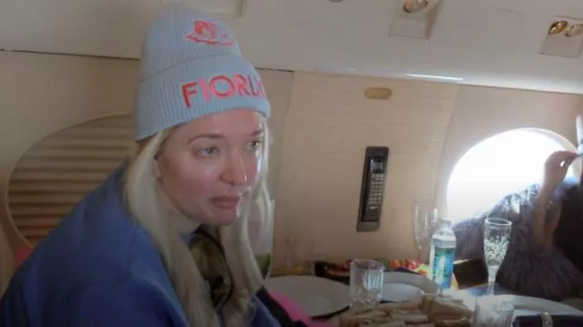 Fiorucci An­gels Ribbed Beanie Blue worn by Erika Jayne as seen in The Real Housewives of Beverly Hills (S12E19)