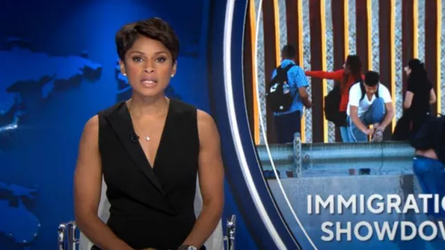 Ted Baker Tilolah Seamed Bodycon Dress worn by Jericka Duncan as seen in CBS Evening  News on September 24,2022