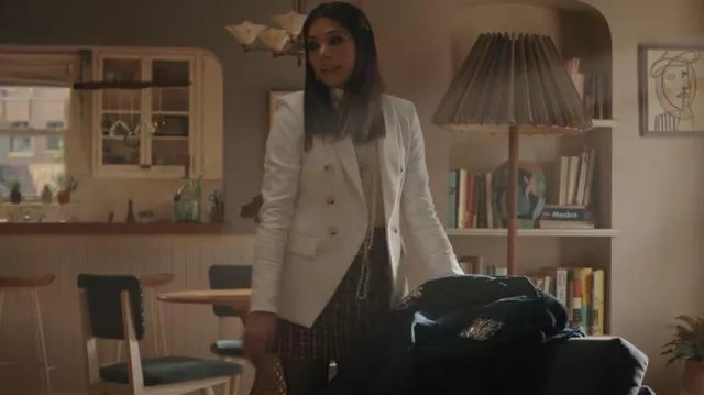 Veronica Beard Miller Jacket in Porcelain worn by Nikki Ramos (Ginger Gonzaga) as seen in She-Hulk: Attorney at Law (S01E06)