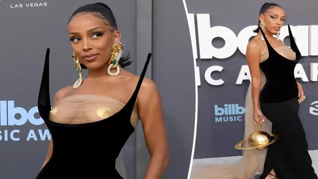 Schiaparelli Black Dress worn by Doja Cat on Billboard Music Awards 2022 red carpet