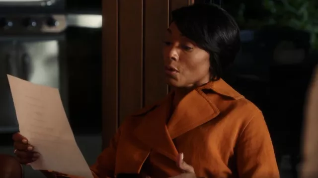 Vince Cropped Belted Jacket worn by Athena Grant (Angela Bassett) as seen in 9-1-1 (S04E12)
