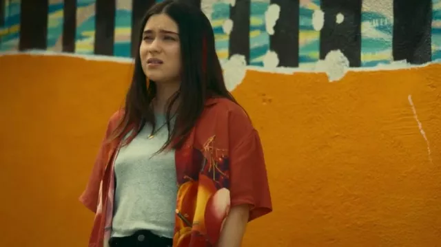 OBEY Fruit Bowl Woven Shirt worn by Elora Danan Postoak (Kawennáhere Devery Jacobs) as seen in Reservation Dogs (S02E10)