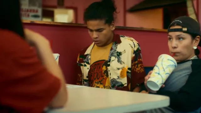 Urban Outfitters Bird Print Camp Collar Shirt worn by Bear Smallhill (D'Pharaoh Woon-A-Tai) as seen in Reservation Dogs (S02E10)