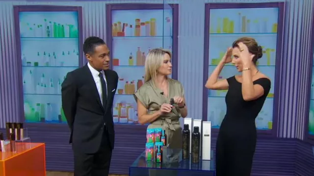 Accessory Concierge Sunburst Hoops worn by Amy Robach as seen in Good Morning America on September 28,2022