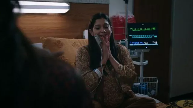 Gold Hawk Clothing Bali Floral Long Sleeve Shirt worn by Padma Devi (Aneesha Joshi) as seen in The Resident (S06E02)